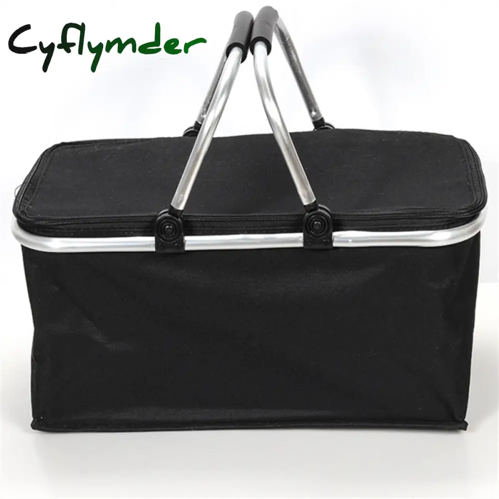 Cyflymder 32L Folding Picnic Camping Lunch Bags Insulated Cooler Bag Cool Hamper Storage Basket Box