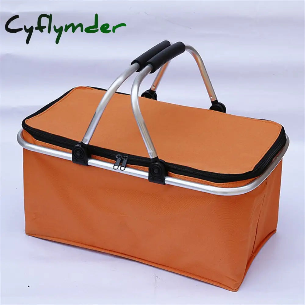Cyflymder 32L Folding Picnic Camping Lunch Bags Insulated Cooler Bag Cool Hamper Storage Basket Box