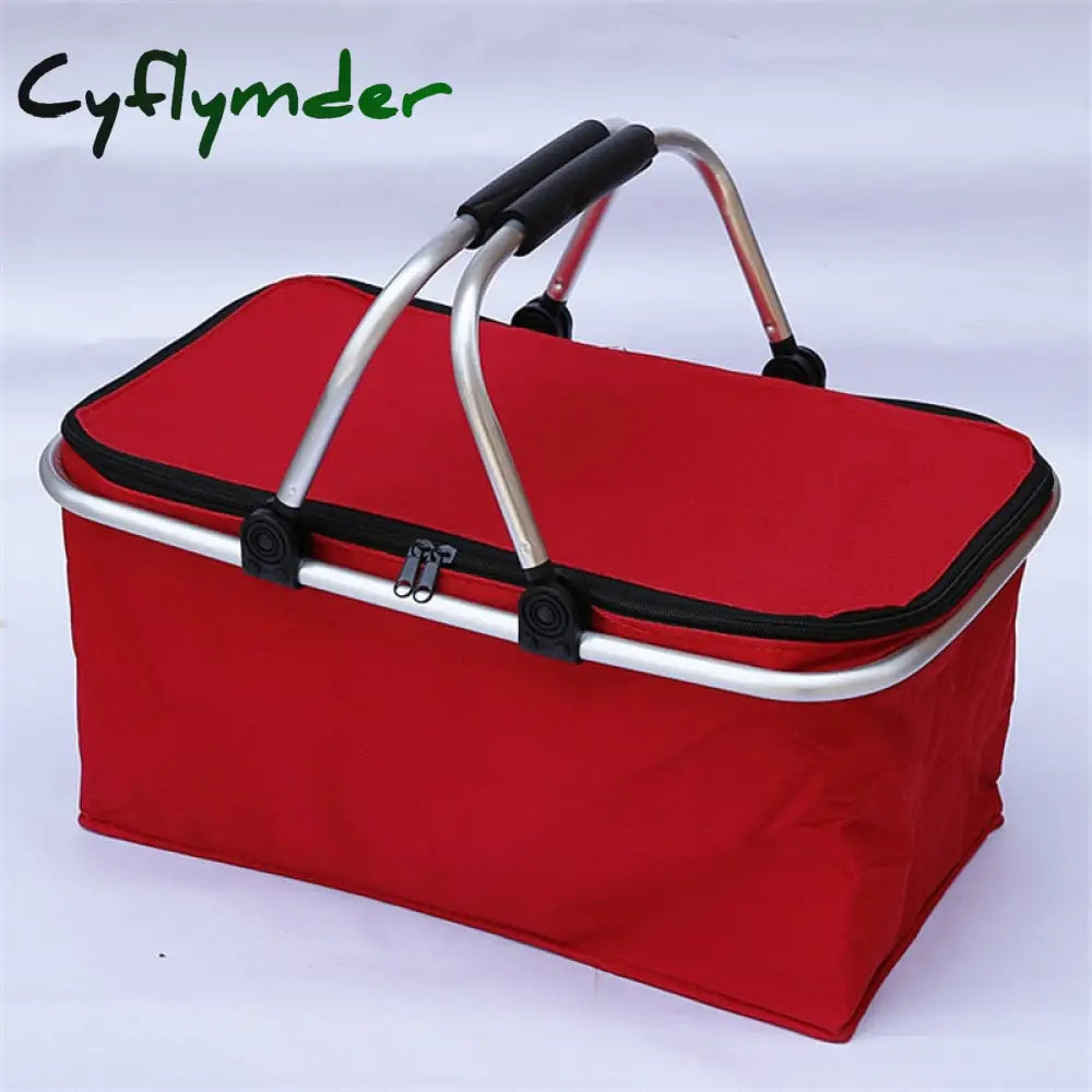 Cyflymder 32L Folding Picnic Camping Lunch Bags Insulated Cooler Bag Cool Hamper Storage Basket Box