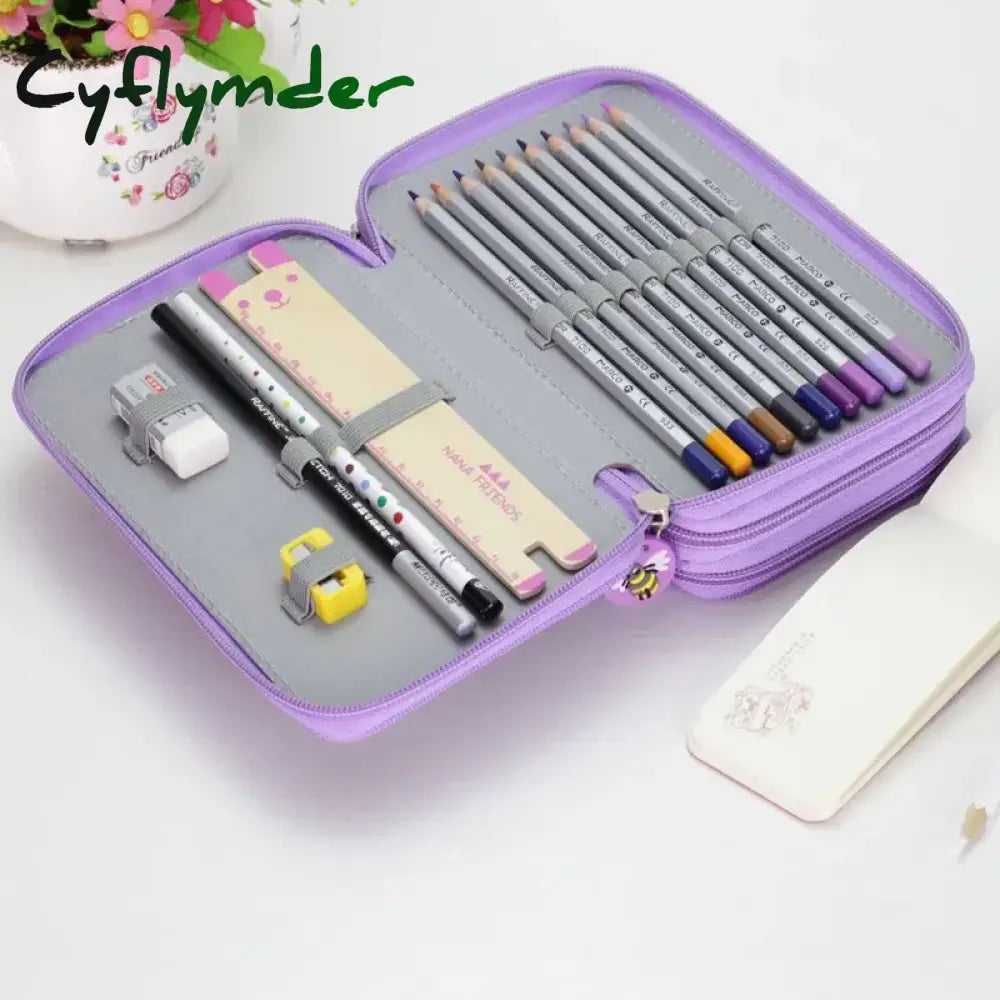 Cyflymder 36/48/72 Holes Pencil Case For Drawing Painting Art Marker Pens Multifunction Large