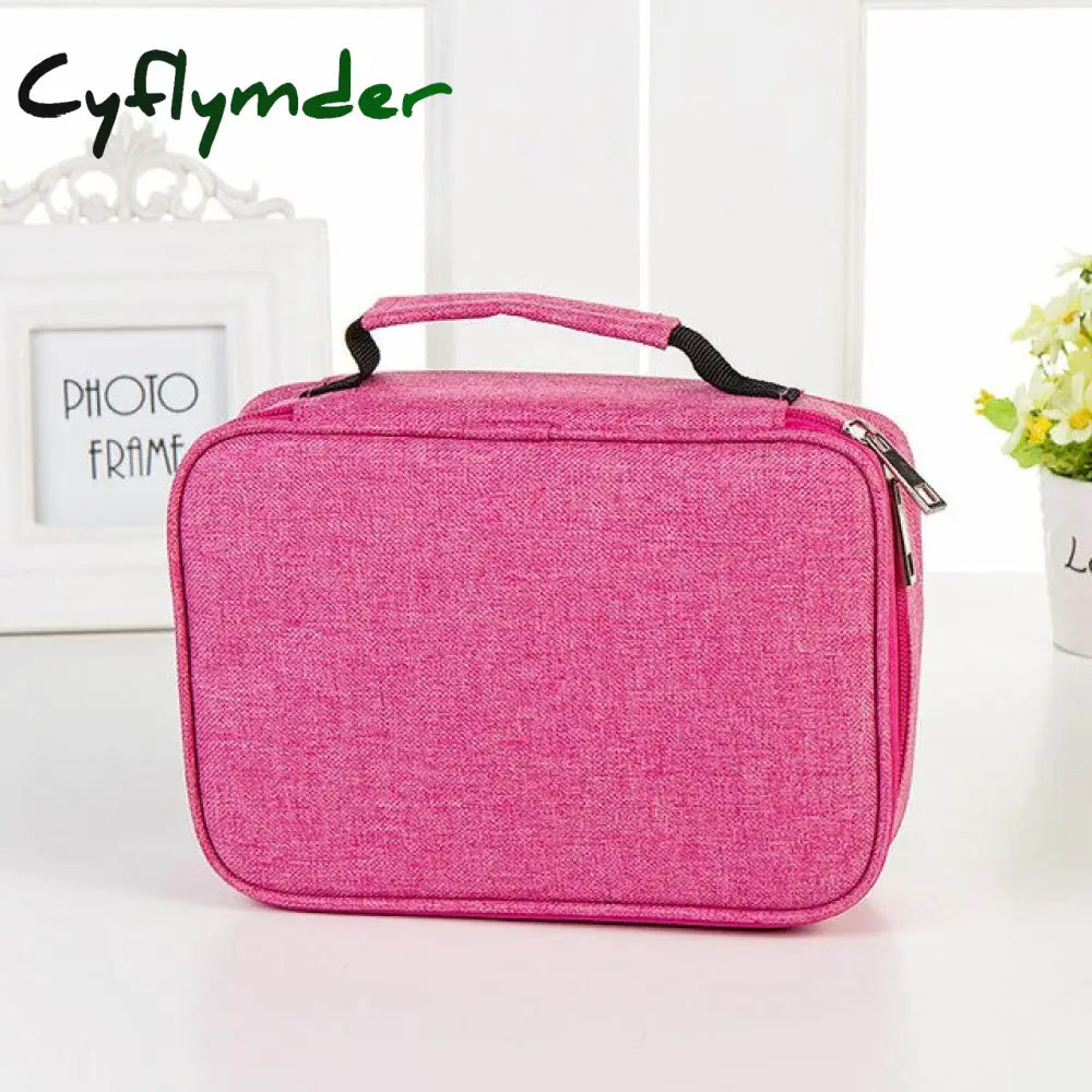 Cyflymder 36/72 Holes Creative Canvas School Pencil Case Multifunction Stationery Storage Bag Large