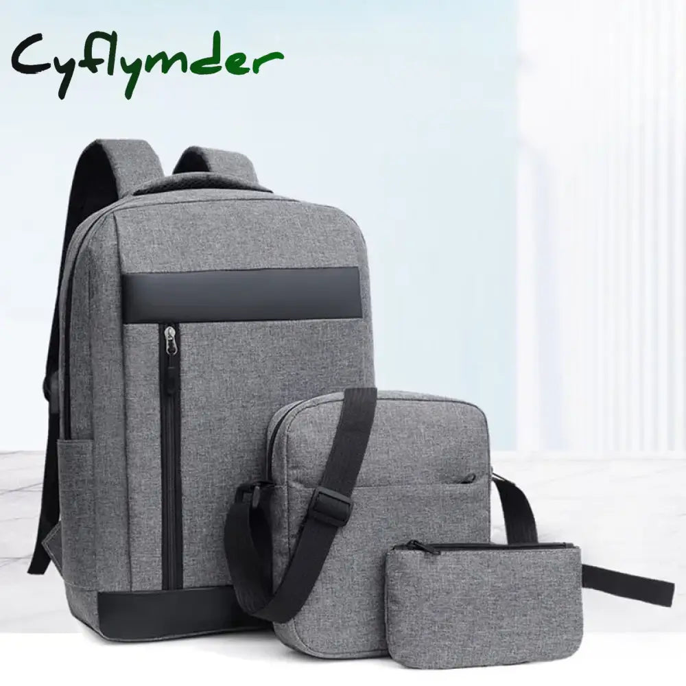 Cyflymder 3Pcs Backpack Men’s Korean Version Computer Simple Leisure Travel Fashion Student