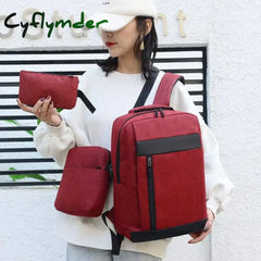 Cyflymder 3Pcs Backpack Men’s Korean Version Computer Simple Leisure Travel Fashion Student