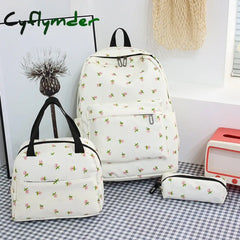 Cyflymder 3Pcs/Set Laptop Backpack With Lunch Box Pencil Case College Student Rucksack Simple
