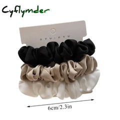 Cyflymder 3Pcs/Set Silk Satin Scrunchies Women Solid Color Hair Rope Elegant Ponytail Holder Rubber