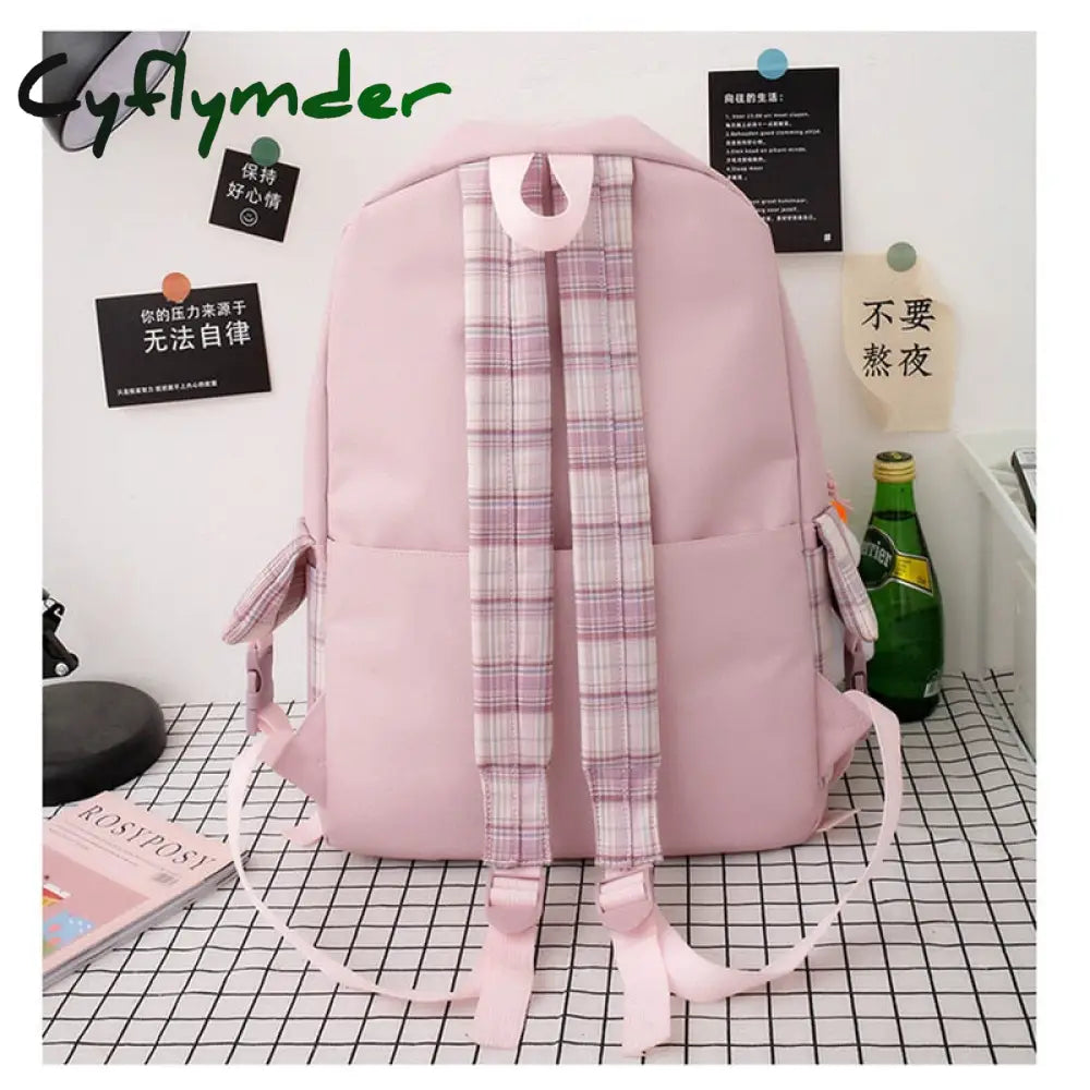 Cyflymder 4 In 1 Pcs Set Canvas Backpack New Korean Junior High School Bags For Teenager Girls