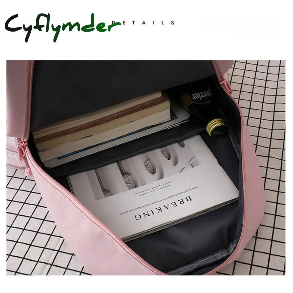 Cyflymder 4 In 1 Pcs Set Canvas Backpack New Korean Junior High School Bags For Teenager Girls