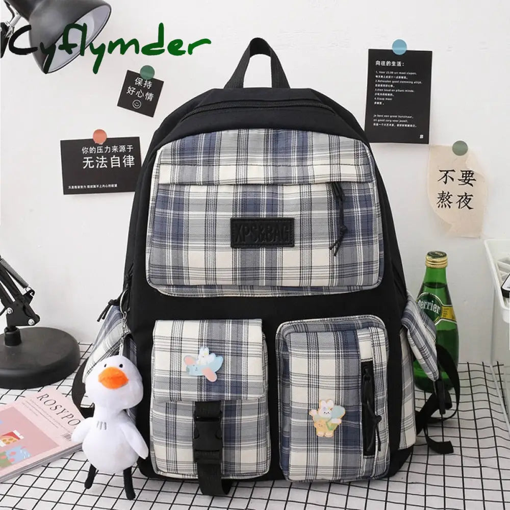Cyflymder 4 In 1 Pcs Set Canvas Backpack New Korean Junior High School Bags For Teenager Girls