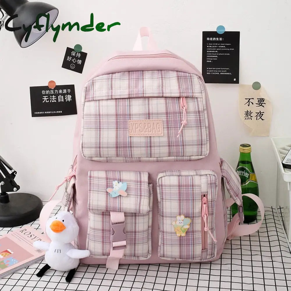 Cyflymder 4 In 1 Pcs Set Canvas Backpack New Korean Junior High School Bags For Teenager Girls