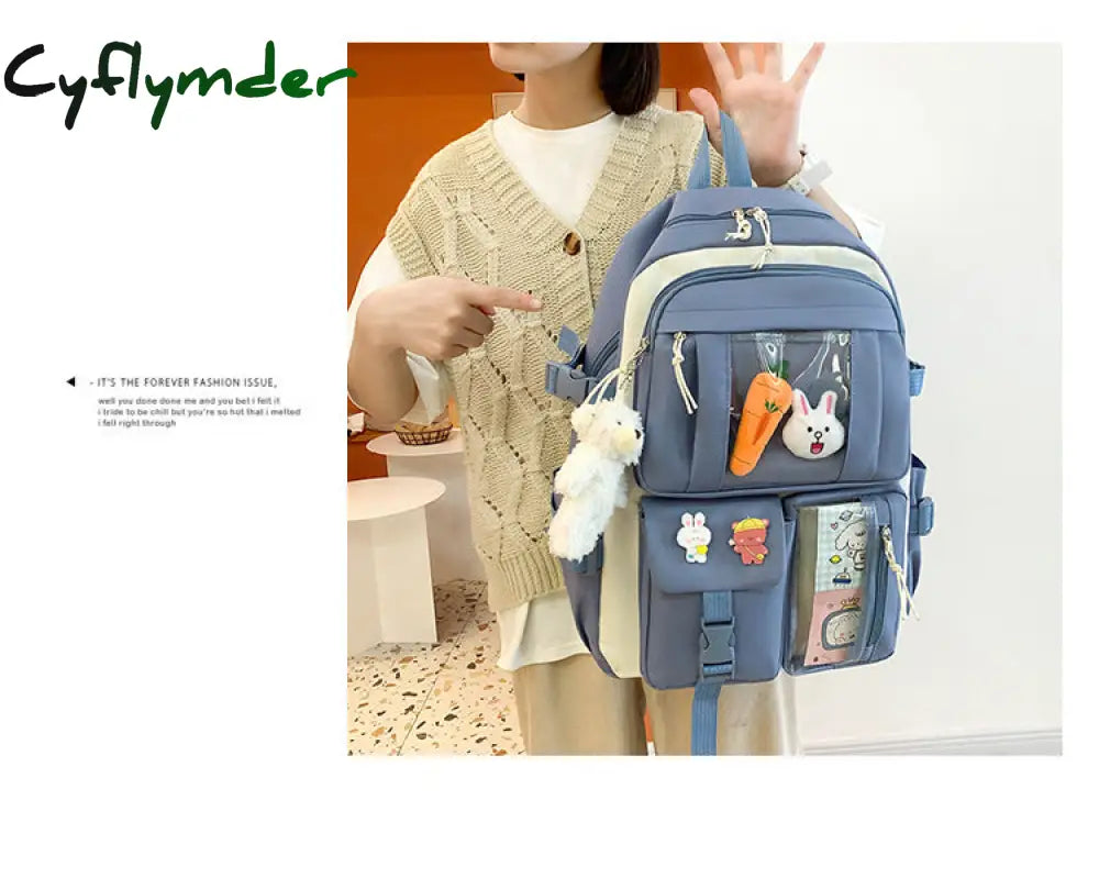 Cyflymder 4 Pcs Sets Children’s School Backpack Kawaii Women’s Bookbag Bags For Teens Girls