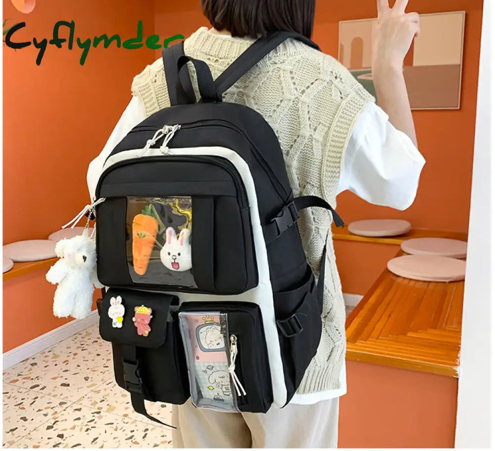 Cyflymder 4 Pcs Sets Children’s School Backpack Kawaii Women’s Bookbag Bags For Teens Girls