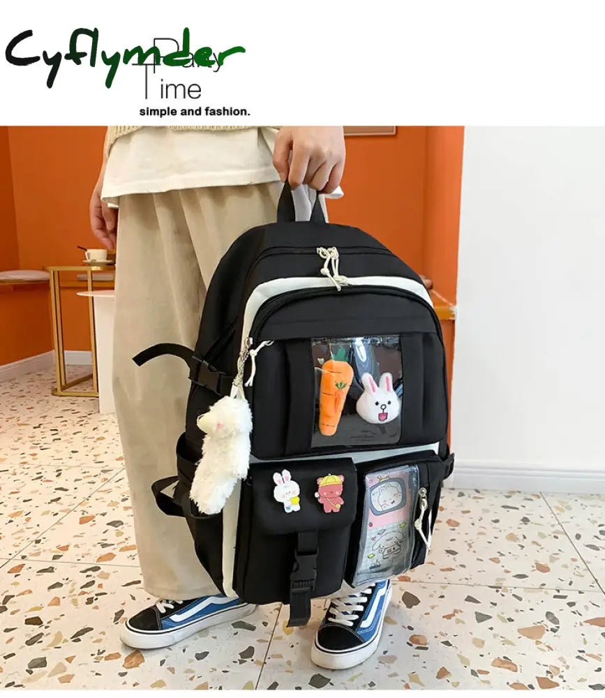 Cyflymder 4 Pcs Sets Children’s School Backpack Kawaii Women’s Bookbag Bags For Teens Girls