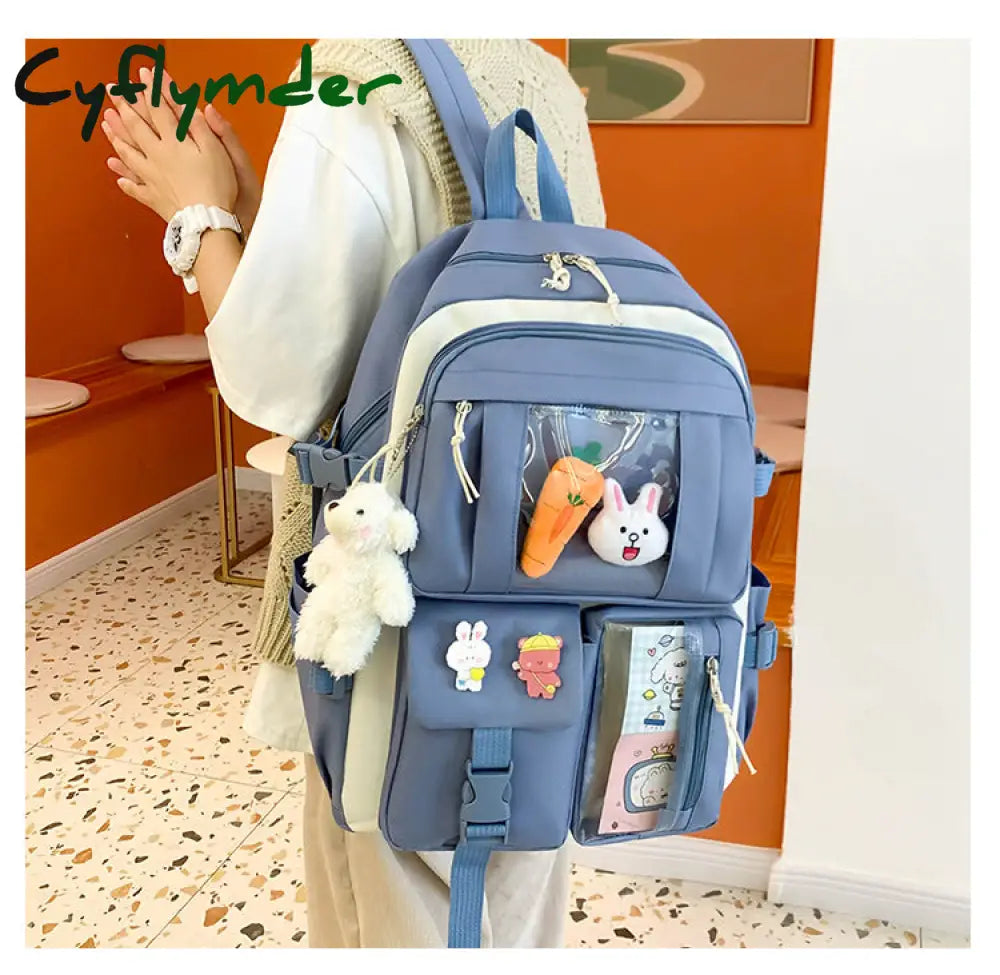 Cyflymder 4 Pcs Sets Children’s School Backpack Kawaii Women’s Bookbag Bags For Teens Girls