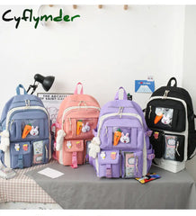 Cyflymder 4 Pcs Sets Children’s School Backpack Kawaii Women’s Bookbag Bags For Teens Girls