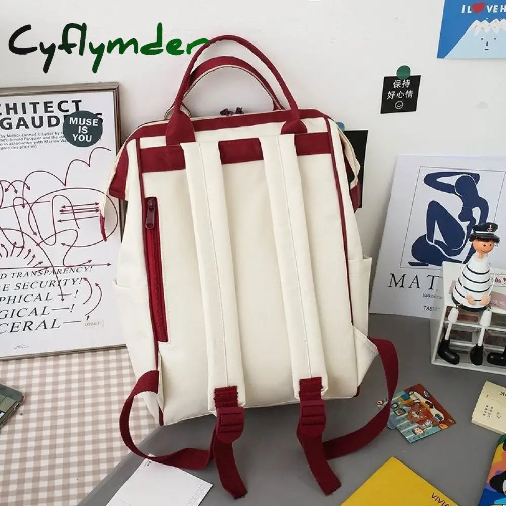 Cyflymder 4-Piece Fashion Women’s Backpack New Canvas Large Capacity School Bags For Teenager