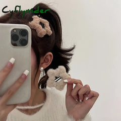 Cyflymder 4pcs Autumn and Winter Plush Five-pointed Star Hairpins Side Bangs BB Clip Cute Soft and Milky Sweet Girl