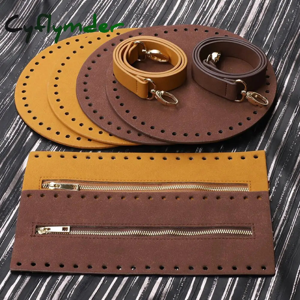 Cyflymder 4Pcs/Set Diy Handmade Handbag Bag Strap Hardware Package Accessories Round Pu Leather