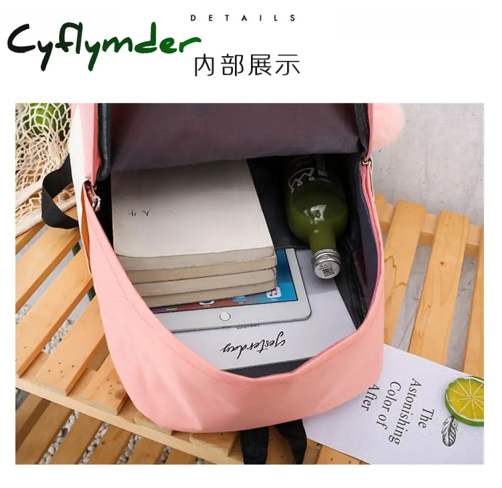 Cyflymder 4Pcs/Set Schoolbags Teenager Girls Women Backpack Large Fashion Cute Pattern School Bags