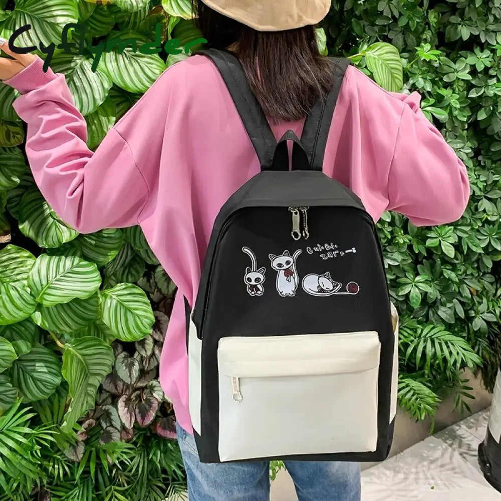 Cyflymder 4Pcs/Set Schoolbags Teenager Girls Women Backpack Large Fashion Cute Pattern School Bags