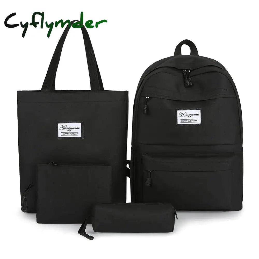 Cyflymder 4Pcs/Set Women Fashion Nylon Backpack Female Casual Waterproof Shoulder Bags For Teenage