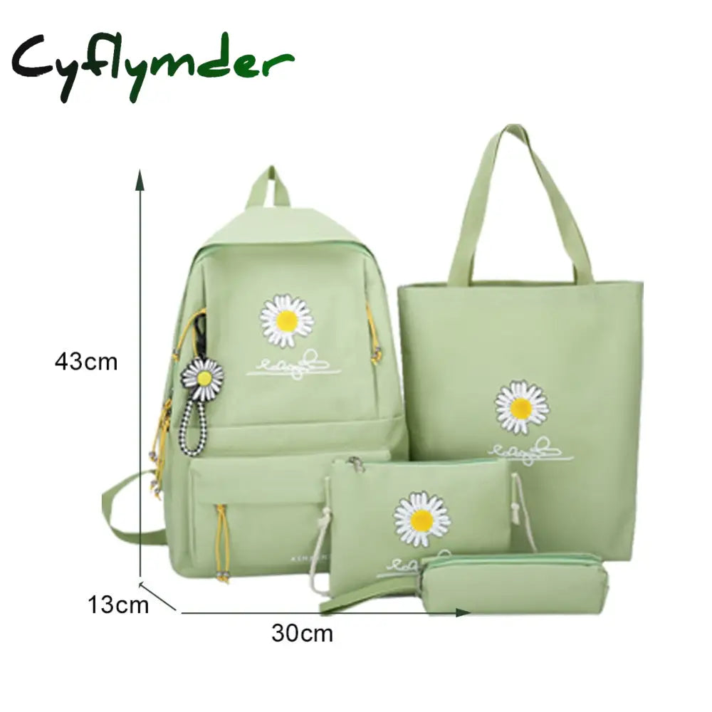 Cyflymder 4Pcs/Set Women Fashion Nylon Backpack Female Casual Waterproof Shoulder Bags For Teenage