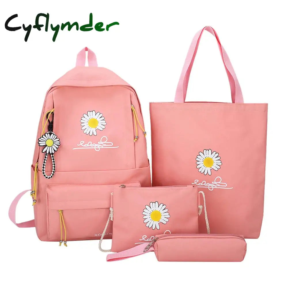 Cyflymder 4Pcs/Set Women Fashion Nylon Backpack Female Casual Waterproof Shoulder Bags For Teenage