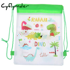 Cyflymder 4Styles Cartoon Dinosaur Drawstring Bags Kids Backpack Children Clothings Organizer Pouch