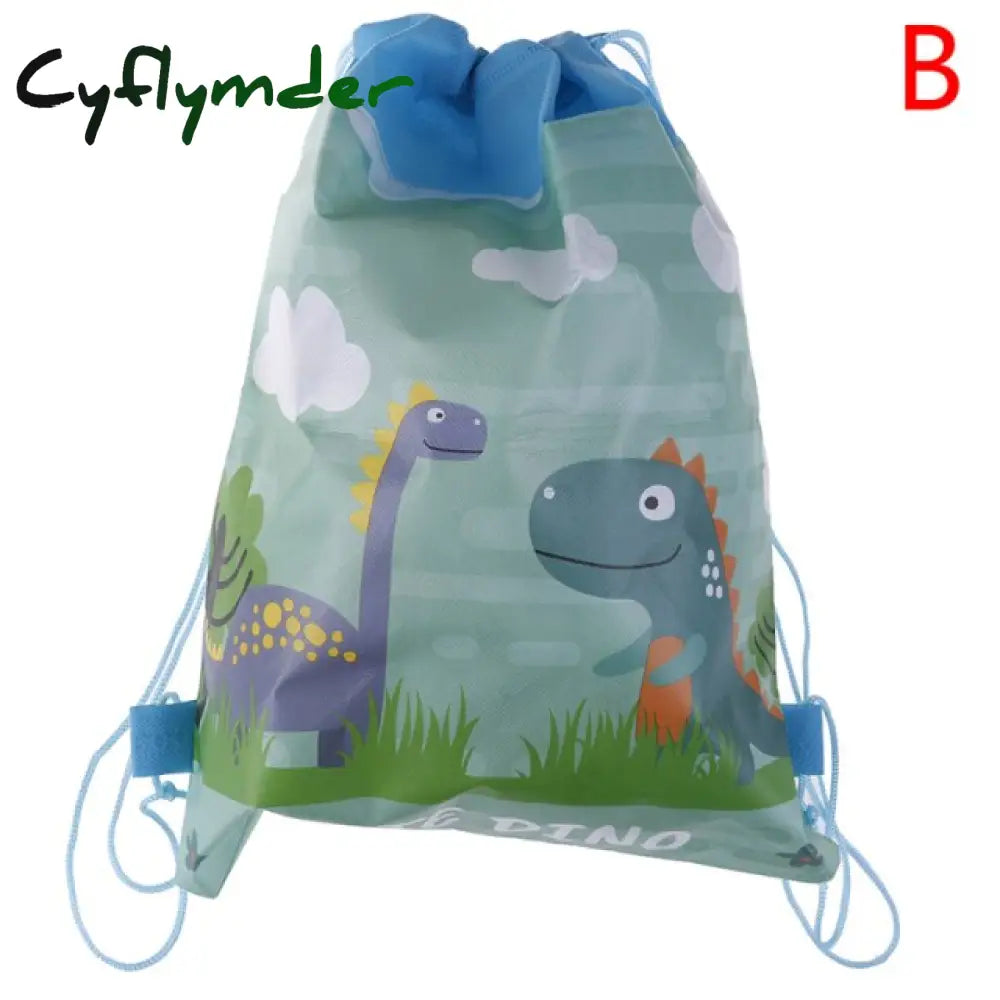 Cyflymder 4Styles Cartoon Dinosaur Drawstring Bags Kids Backpack Children Clothings Organizer Pouch