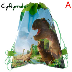 Cyflymder 4Styles Cartoon Dinosaur Drawstring Bags Kids Backpack Children Clothings Organizer Pouch