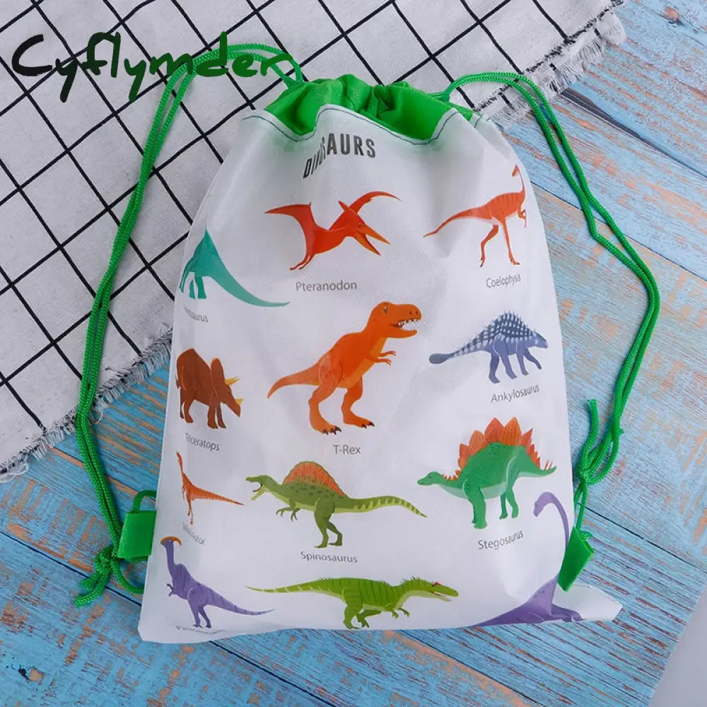 Cyflymder 4Styles Cartoon Dinosaur Drawstring Bags Kids Backpack Children Clothings Organizer Pouch