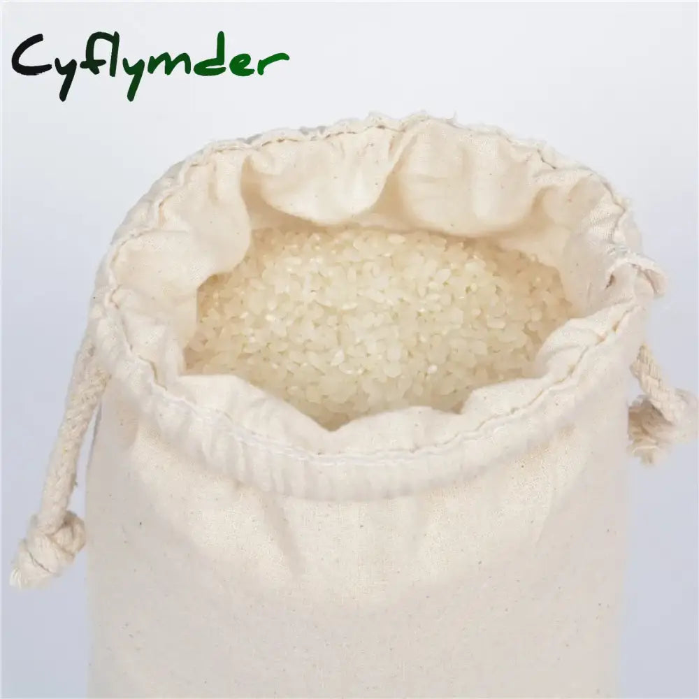 Cyflymder 5/10 Pcs/Lot Home Kitchen 130G Natural Cotton Storage Bags Christmas Gift Fabric Package