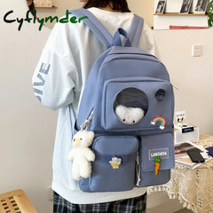 Cyflymder 5 Pcs Schoolbag Female New High School High-Capacity Backpack Junior Pupil