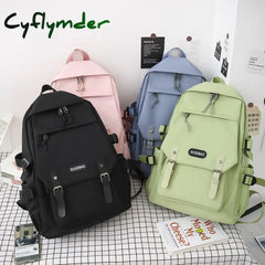 Cyflymder 5 Piece Set School Bags For Teenage Girls Women Backpack Canvas Travel Bagpack Notebook