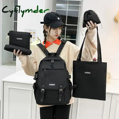 Cyflymder 5 Piece Set School Bags For Teenage Girls Women Backpack Canvas Travel Bagpack Notebook