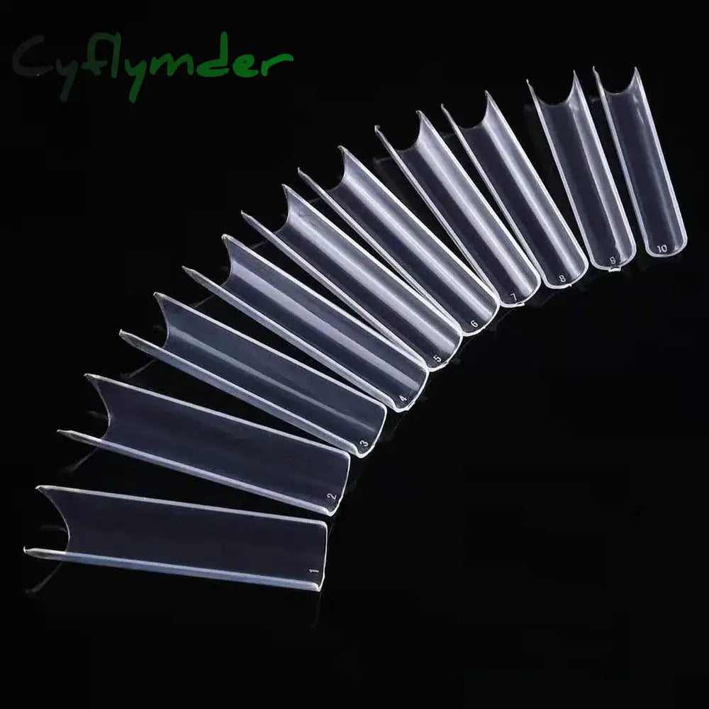 Cyflymder 500Pcs/Bag Xxl C Curve Straight Nail Art Extra Long Square Clear/Natural Fake Nails Half