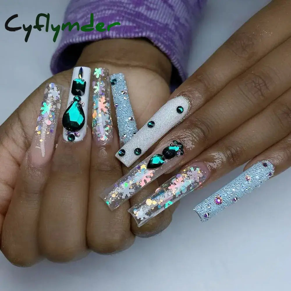 Cyflymder 500Pcs/Bag Xxl C Curve Straight Nail Art Extra Long Square Clear/Natural Fake Nails Half