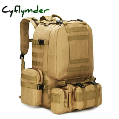 Cyflymder 50L Tactical Backpack Men’s Military 4 In 1Molle Sport Bag Outdoor Hiking Climbing Army