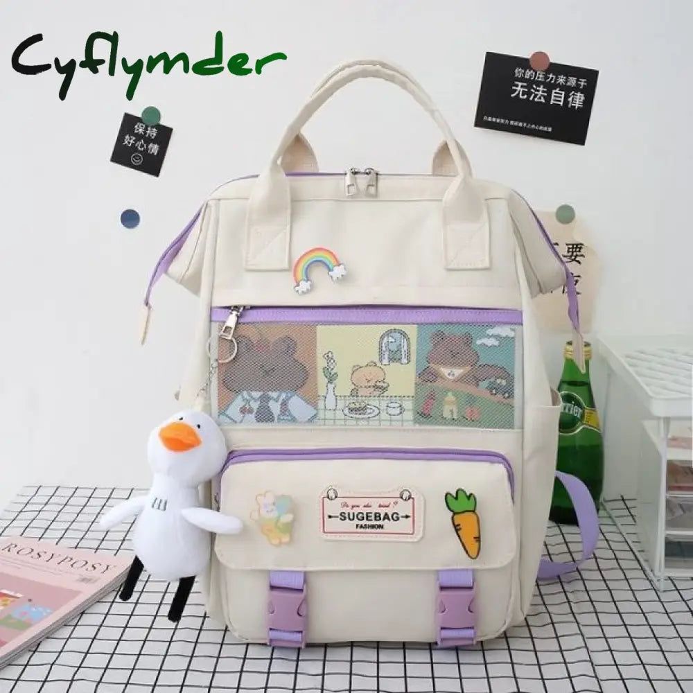 Cyflymder 5Pcs/Set Canvas School Backpacks Women Lovely Bags For Teenage Girls Bookbags Students