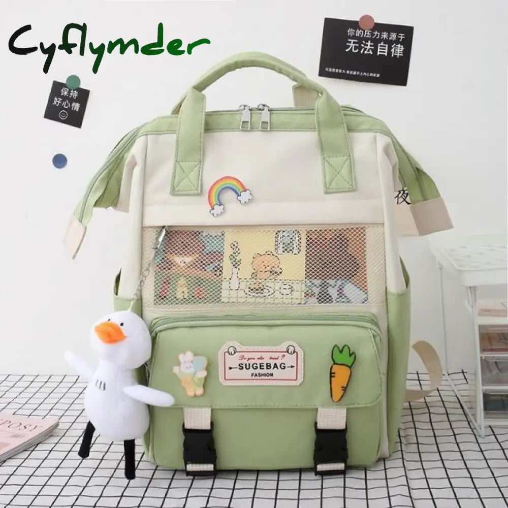 Cyflymder 5Pcs/Set Canvas School Backpacks Women Lovely Bags For Teenage Girls Bookbags Students