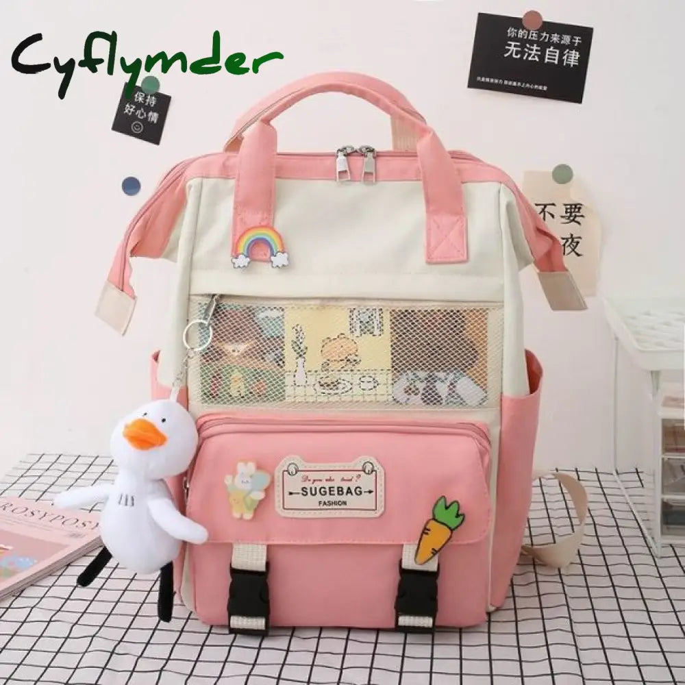 Cyflymder 5Pcs/Set Canvas School Backpacks Women Lovely Bags For Teenage Girls Bookbags Students