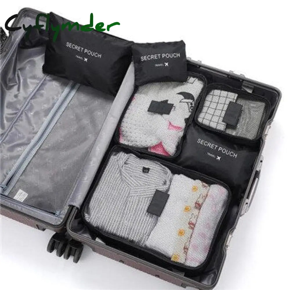 Cyflymder 6 Pcs Waterproof Travel Bags Clothes Luggage Organizer Cosmetics And Toiletries Storage