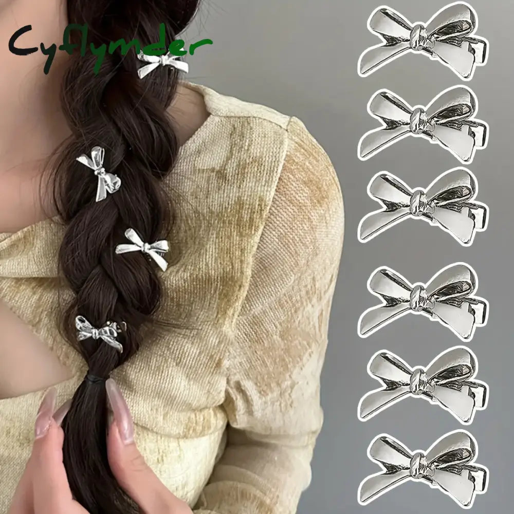 Cyflymder 6 Pieces of Women’s New Golden Bow Mini Hairpins Sweet and Cool Girl Bangs Hairpins and Hair Accessories B(6