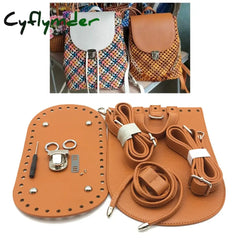 Cyflymder 7Pcs /Set Handmade Handbag Shoulder Strap Woven Bag Set Leather Bottoms With Hardware