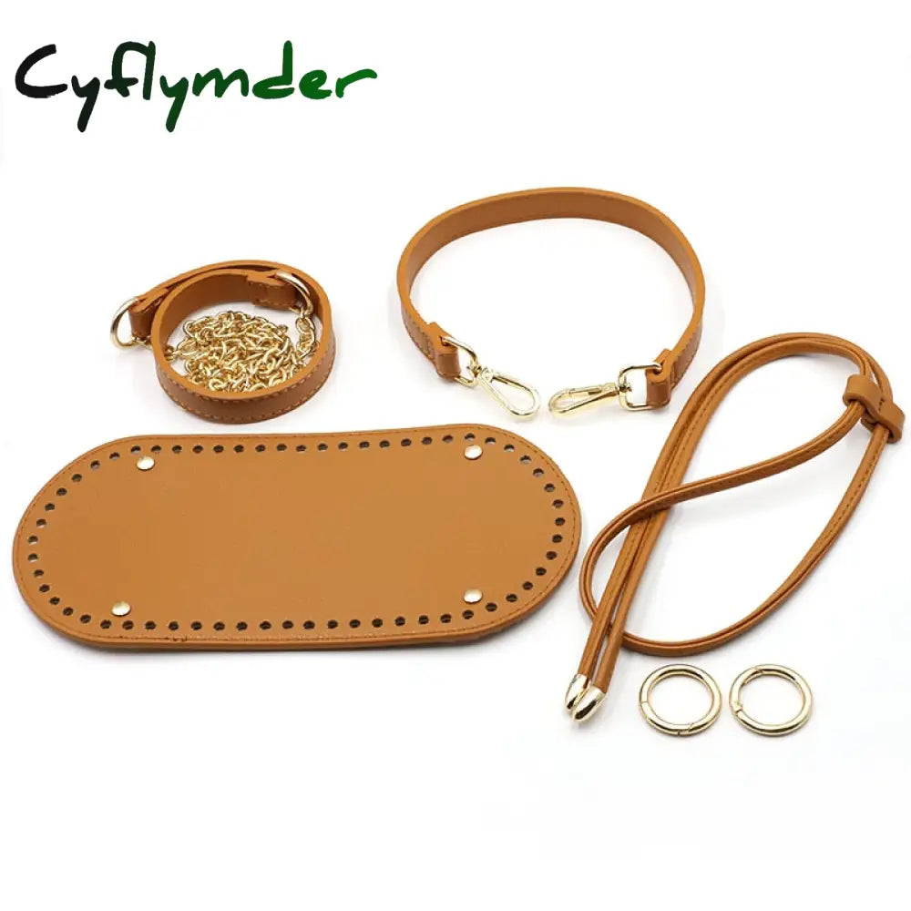 Cyflymder 7Pcs /Set Handmade Handbag Shoulder Strap Woven Bag Set Leather Bottoms With Hardware