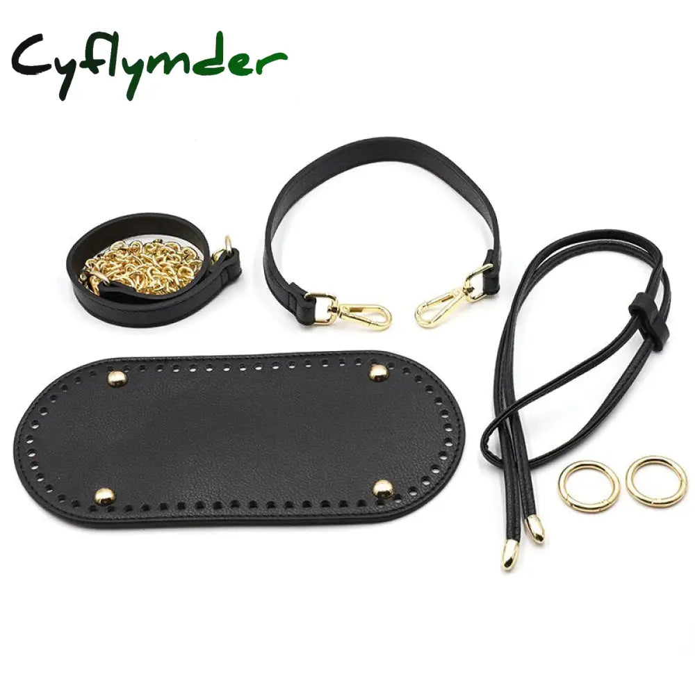 Cyflymder 7Pcs /Set Handmade Handbag Shoulder Strap Woven Bag Set Leather Bottoms With Hardware