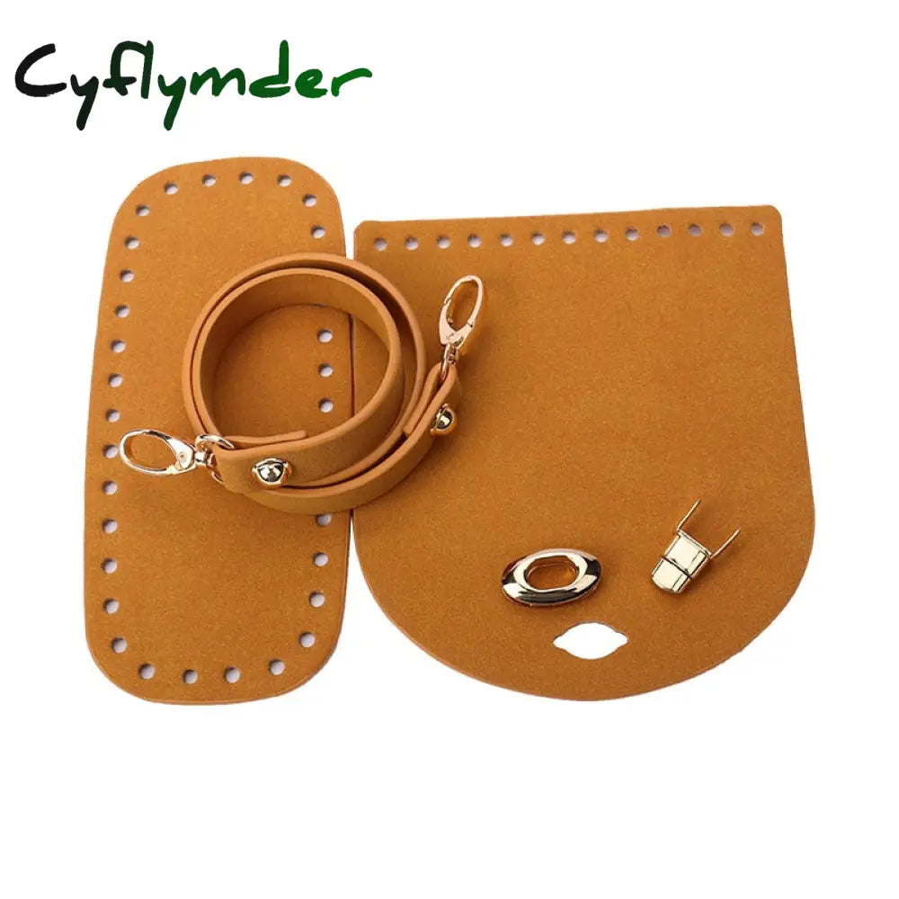 Cyflymder 7Pcs /Set Handmade Handbag Shoulder Strap Woven Bag Set Leather Bottoms With Hardware