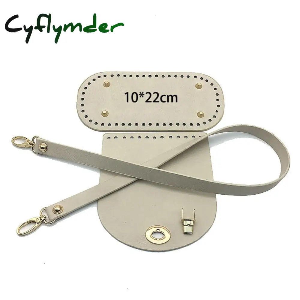 Cyflymder 7Pcs /Set Handmade Handbag Shoulder Strap Woven Bag Set Leather Bottoms With Hardware