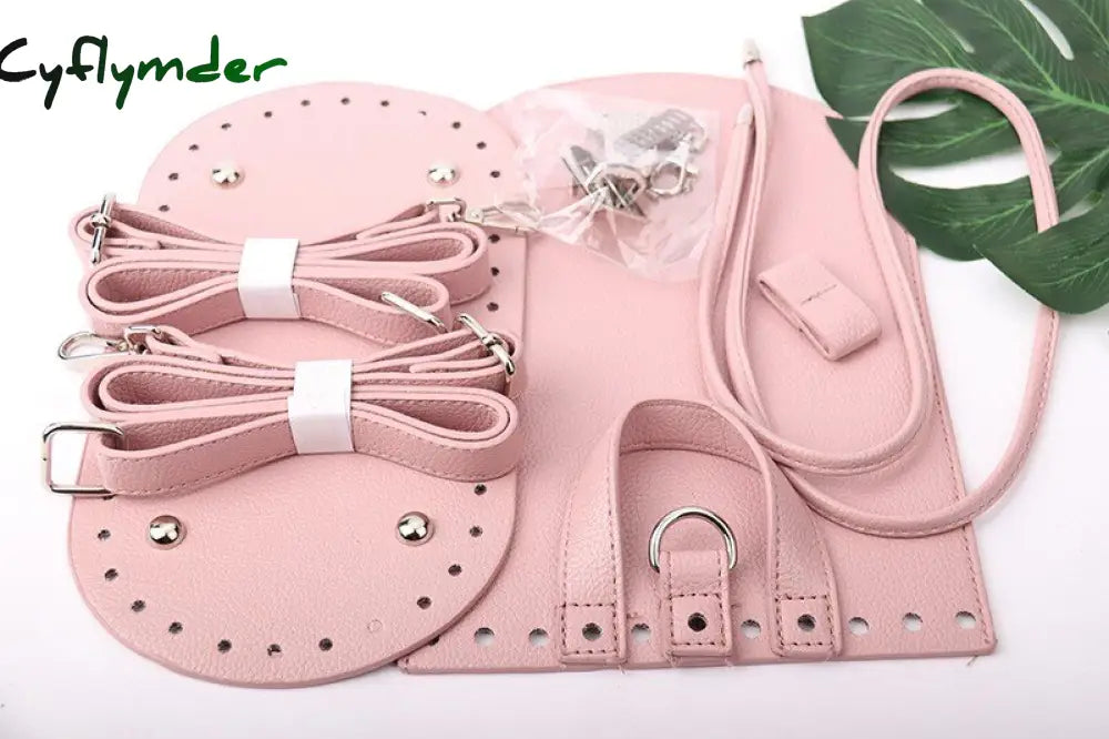 Cyflymder 7Pcs /Set Handmade Handbag Shoulder Strap Woven Bag Set Leather Bottoms With Hardware