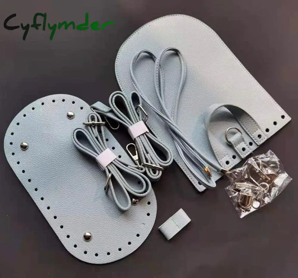 Cyflymder 7Pcs /Set Handmade Handbag Shoulder Strap Woven Bag Set Leather Bottoms With Hardware