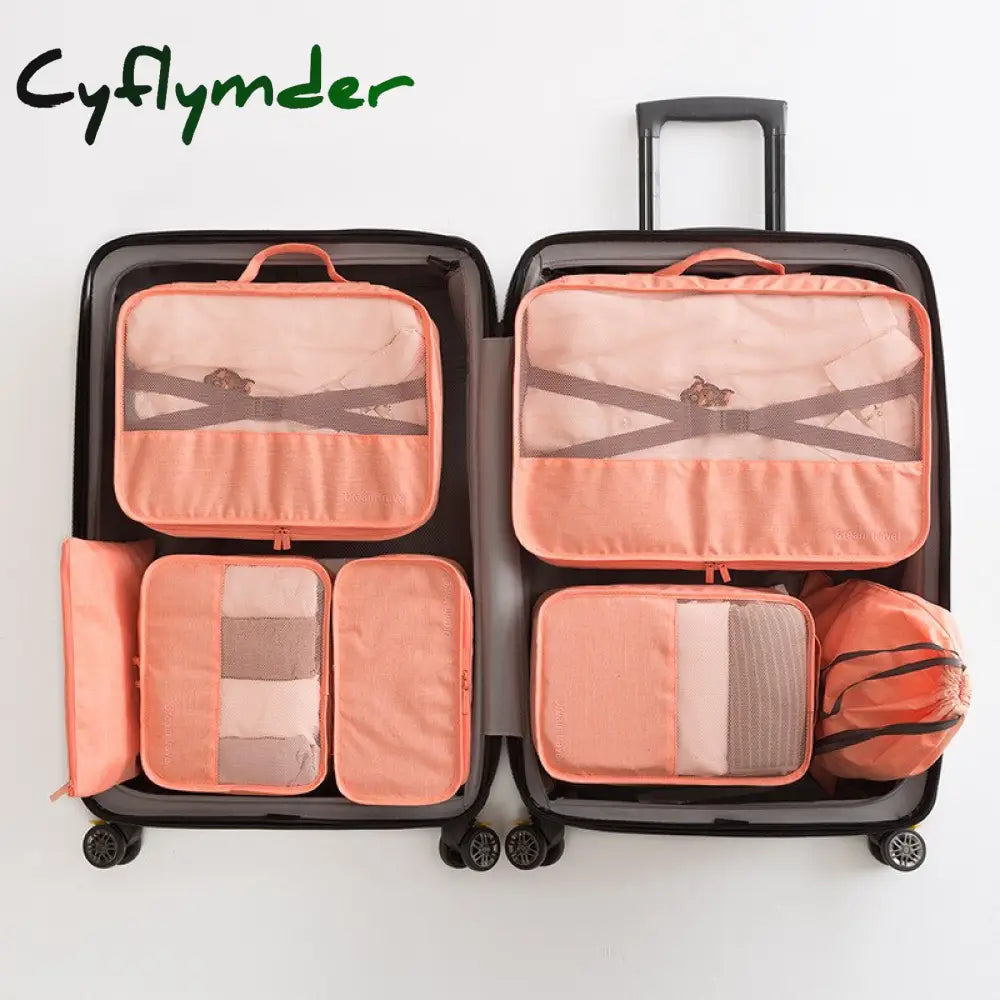 Cyflymder 7Pcs/Set High Quality New Oxford Cloth Ms Travel Mesh Bag In Luggage Organizer Packing